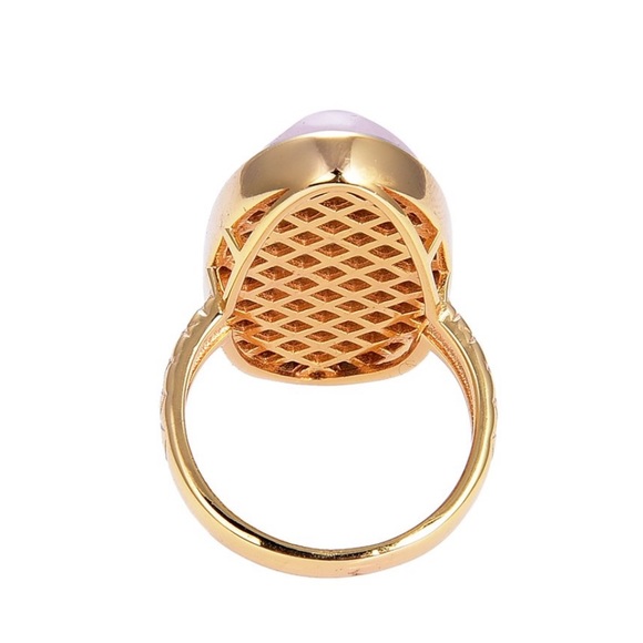 NWT Rose Quartz & Goldtone ring Size 6 - Picture 3 of 4